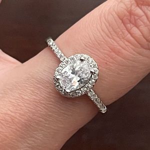 Classic Oval Silver Crystal Ring
